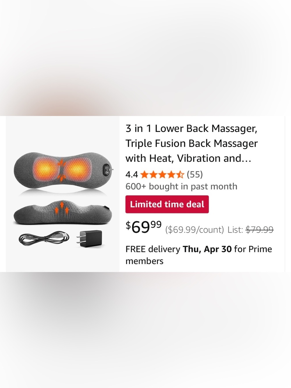 Grey Shiatsu Back and Neck Massager with Heat